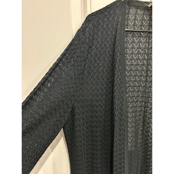 Plein Air Black Open Front Long Cardigan Sweater Sz XL - Picture 4 of 8